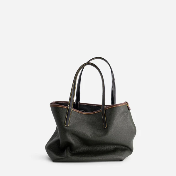Mlouye Mini M Tote in Black and Hunter Green | Mini Bags | Coveti