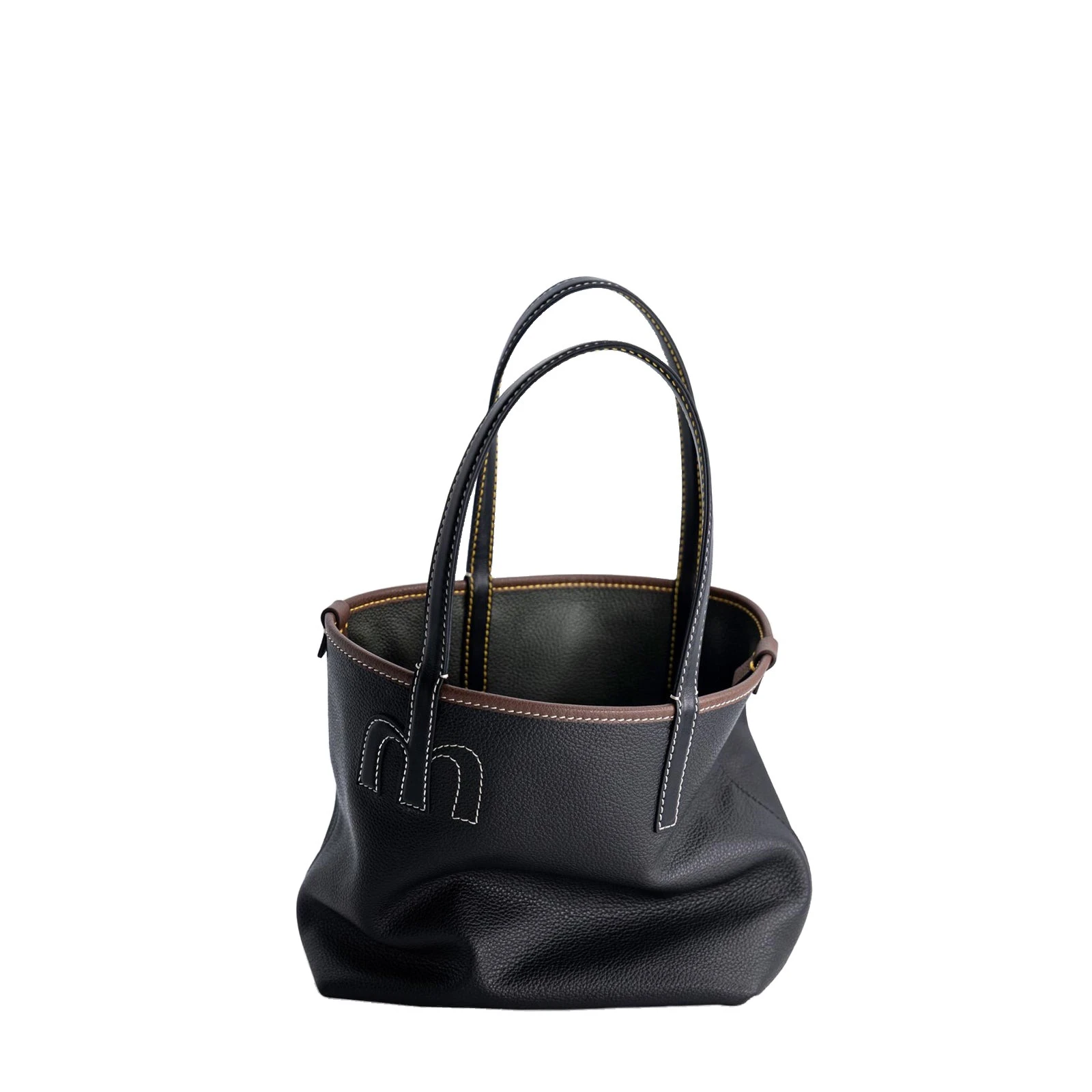 Mlouye Mini M Tote in Black and Hunter Green Mlouye Mini M Tote in Black and Hunter Green | Mini Bags | Coveti