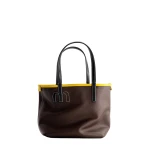 Mlouye Mini M Tote in Espresso and White | Mini Bags | Coveti