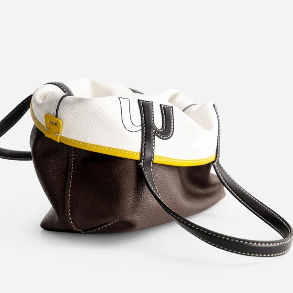 Mlouye Mini M Tote in Espresso and White | Mini Bags | Coveti