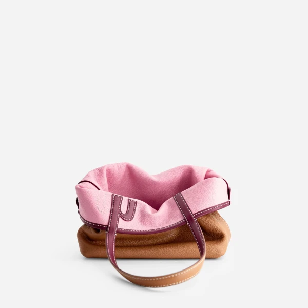 Mlouye Mini M Tote in Tan and Pink | Mini Bags | Coveti