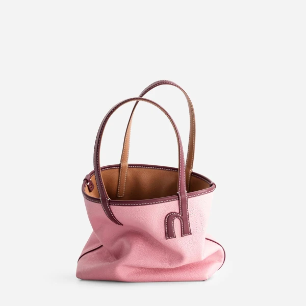Mlouye Mini M Tote in Tan and Pink | Mini Bags | Coveti
