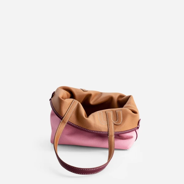 Mlouye Mini M Tote in Tan and Pink | Mini Bags | Coveti