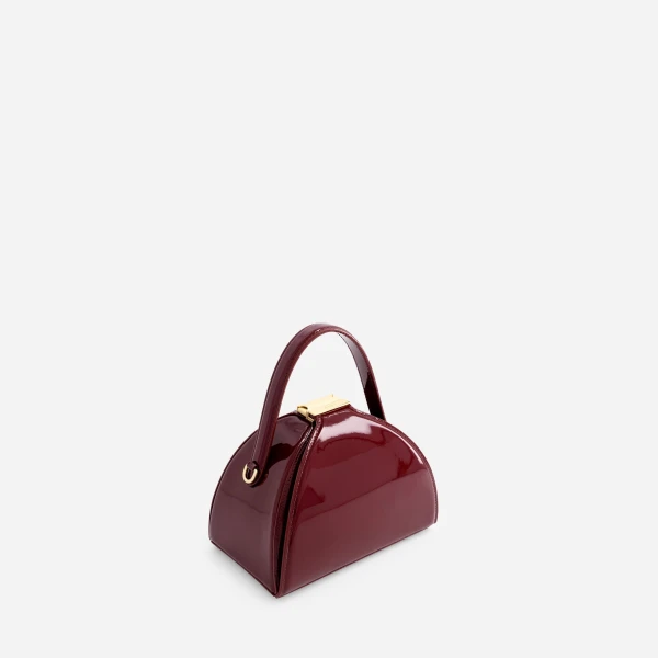 Mlouye Mini Pandora Bag in Patent Bordeaux | Mini Bags | Coveti