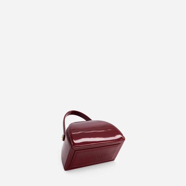 Mlouye Mini Pandora Bag in Patent Bordeaux | Mini Bags | Coveti