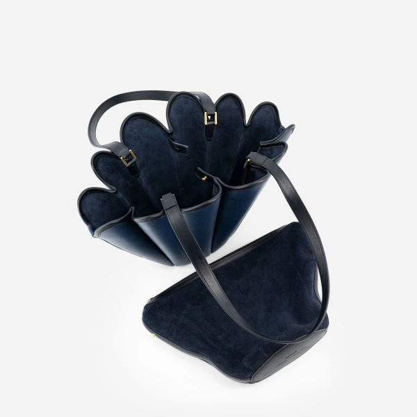 Mlouye Mini Seashell Tote in Navy | Mini Bags | Coveti