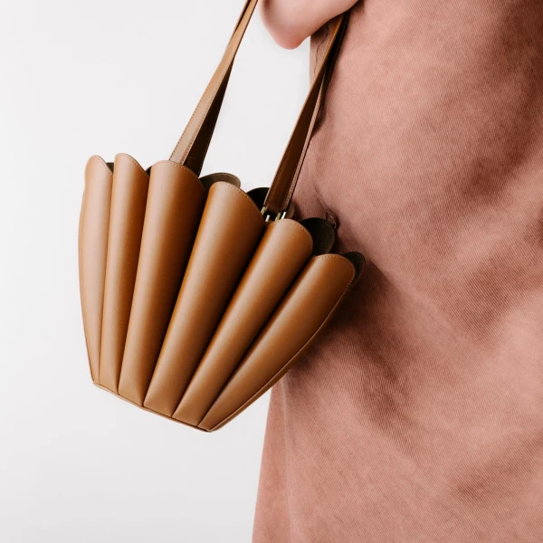 Mlouye Mini Seashell Tote in Suede Espresso | Mini Bags | Coveti