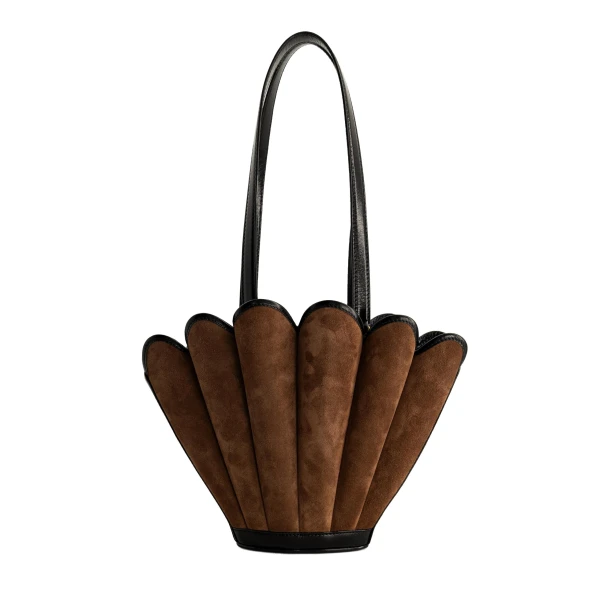 Mini Seashell Tote in Suede Espresso