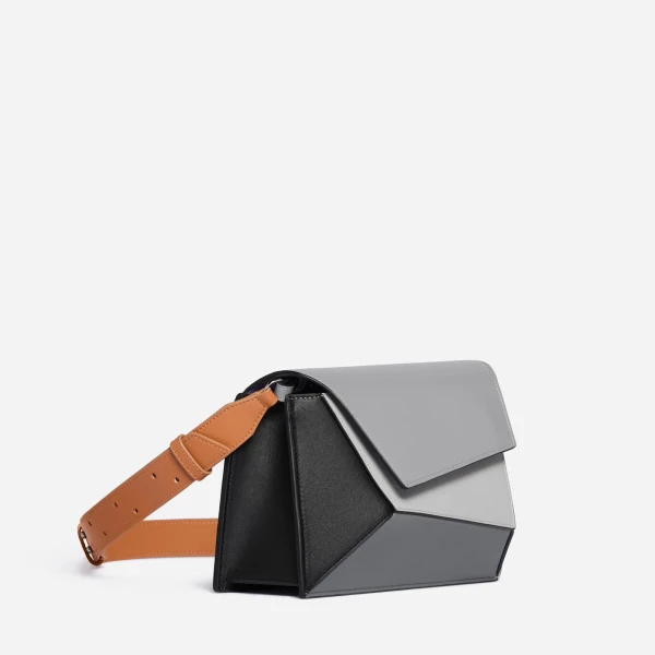 Mlouye Naomi Bag in Black and Grey | Shoulder & Crossbody Bags | Coveti