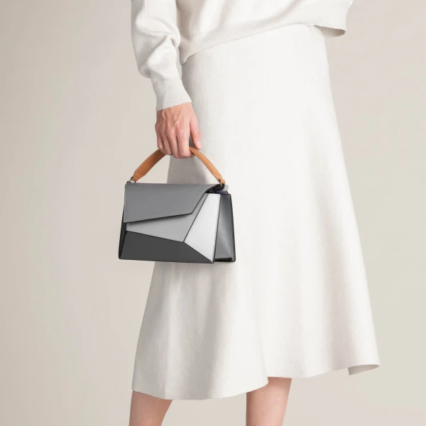 Mlouye Naomi Bag in Black and Grey | Shoulder & Crossbody Bags | Coveti