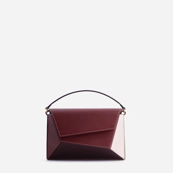 Mlouye Naomi Bag in Bordeaux and Off White | Shoulder & Crossbody Bags | Coveti