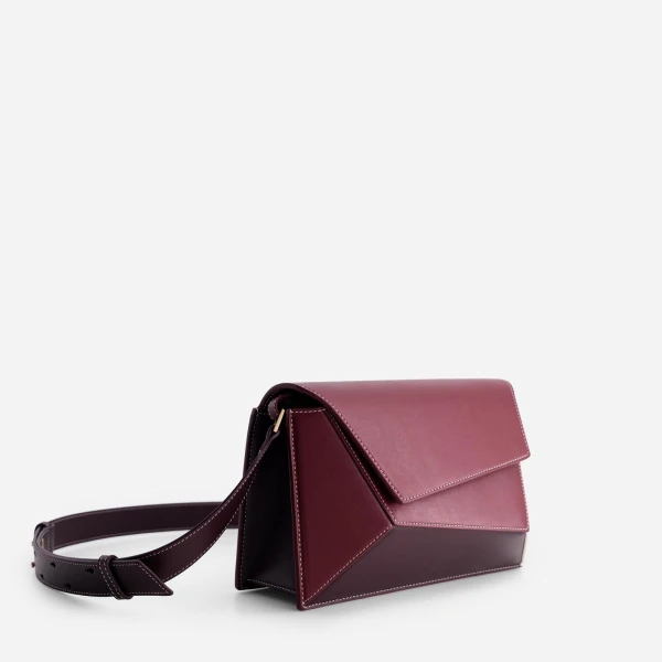Mlouye Naomi Bag in Bordeaux and Off White | Shoulder & Crossbody Bags | Coveti