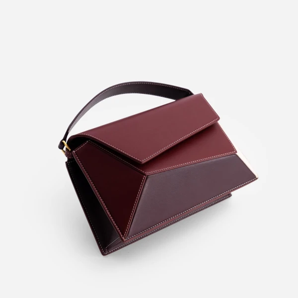 Mlouye Naomi Bag in Bordeaux and Off White | Shoulder & Crossbody Bags | Coveti