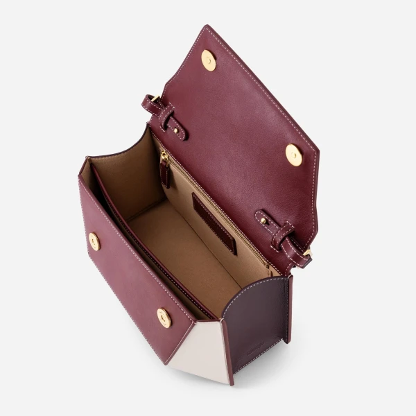 Mlouye Naomi Bag in Bordeaux and Off White | Shoulder & Crossbody Bags | Coveti
