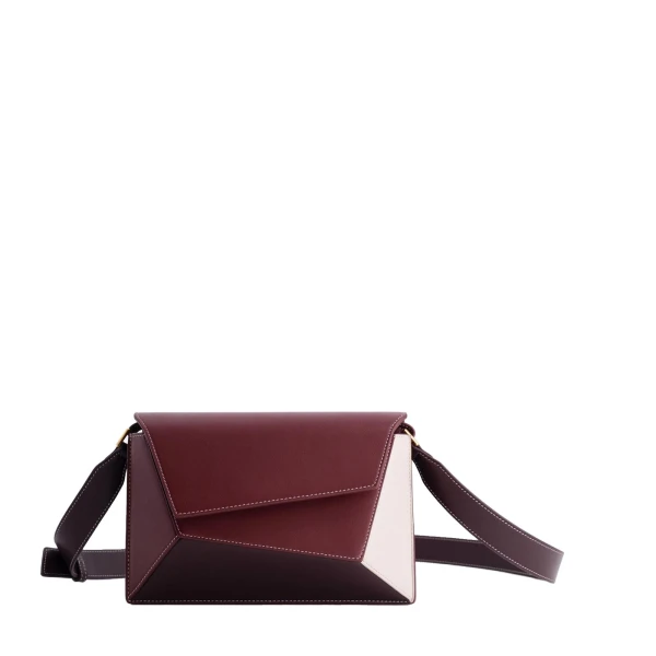 Mlouye Naomi Bag in Bordeaux and Off White | Shoulder & Crossbody Bags | Coveti