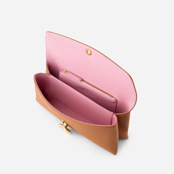 Mlouye Seal Double Clutch in Tan | Clutch Bags | Coveti