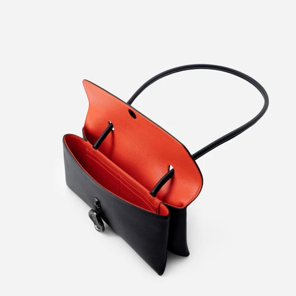 Mlouye Seal Flap Bag in Carbon | Shoulder & Crossbody Bags | Coveti