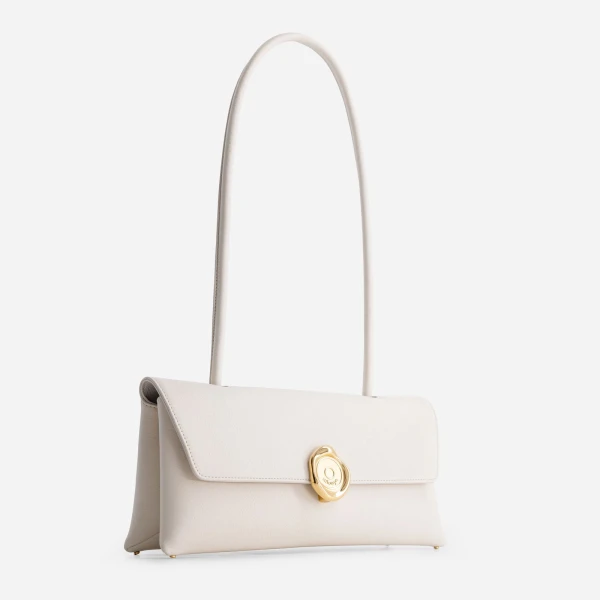 Mlouye Seal Flap Bag in Cream | Shoulder & Crossbody Bags | Coveti