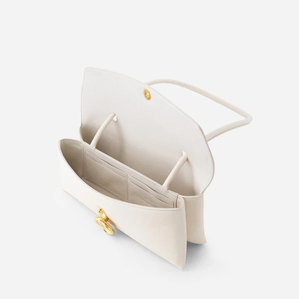 Mlouye Seal Flap Bag in Cream | Shoulder & Crossbody Bags | Coveti