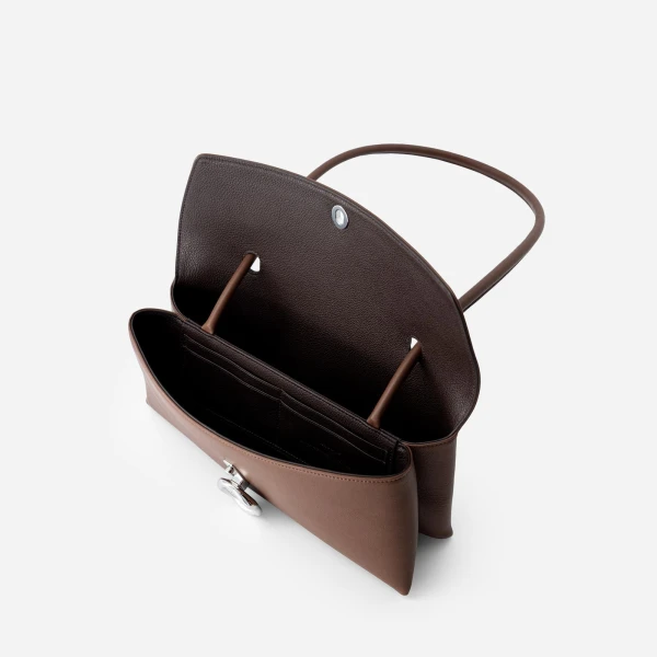 Mlouye Seal Flap Bag in Espresso | Shoulder & Crossbody Bags | Coveti