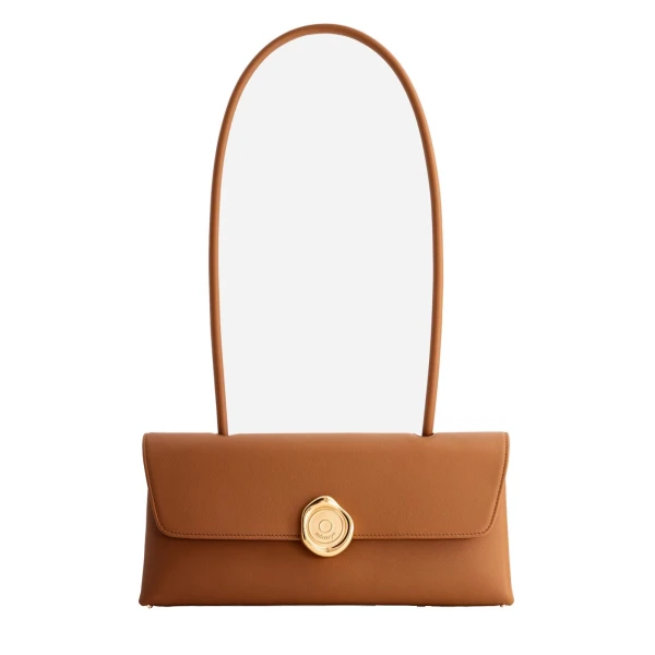 Mlouye Seal Flap Bag in Tan | Shoulder & Crossbody Bags | Coveti