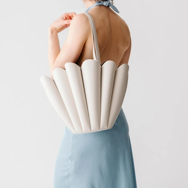 Mlouye Seashell Tote in Dove | Totes & Top-Handle Bags | Coveti