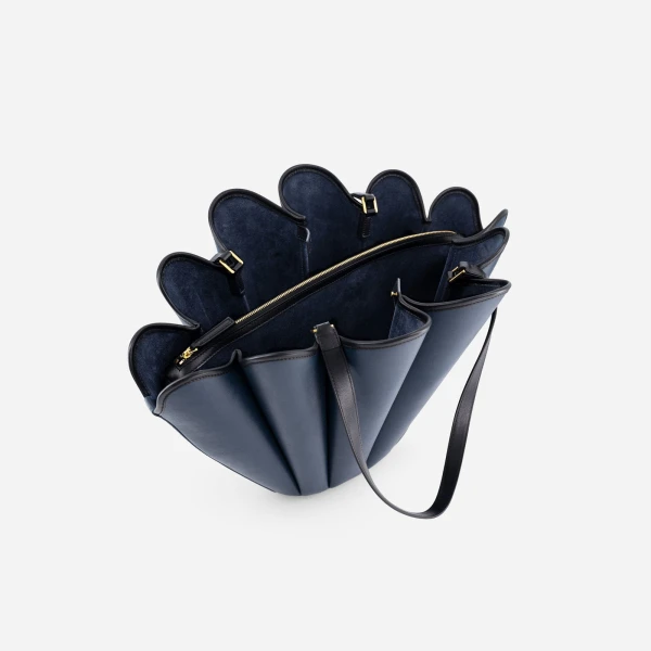 Mlouye Seashell Tote in Navy | Totes & Top-Handle Bags | Coveti