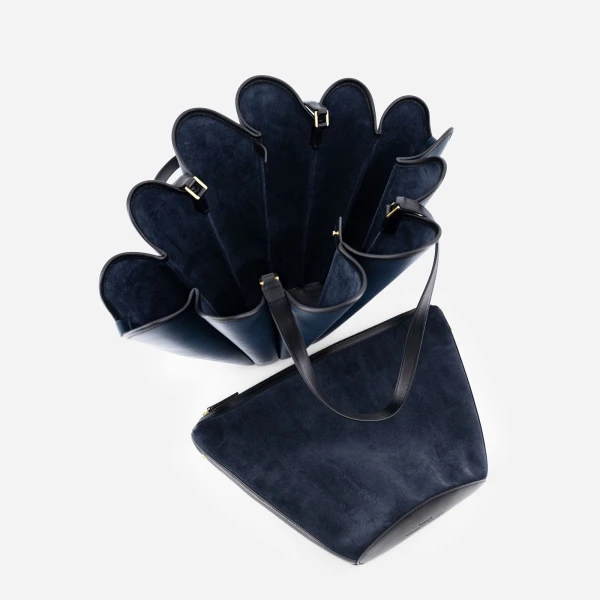 Mlouye Seashell Tote in Navy | Totes & Top-Handle Bags | Coveti