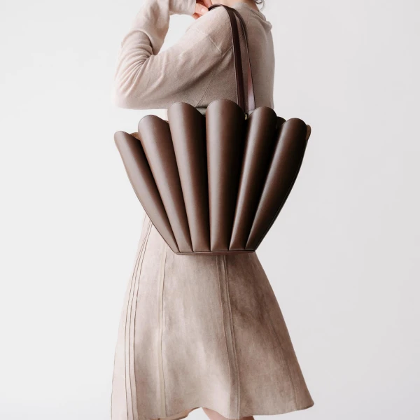 Mlouye Seashell Tote in Tan | Totes & Top-Handle Bags | Coveti