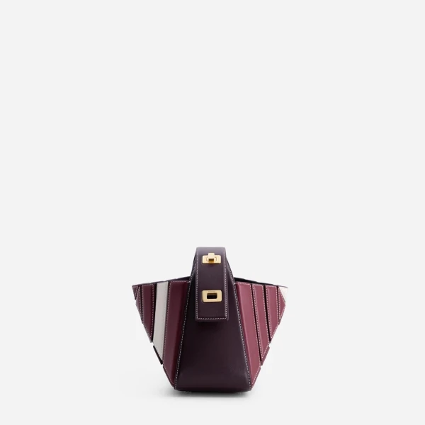 Mlouye Sera Mia Bag in Bordeaux and Off White | Totes & Top-Handle Bags | Coveti