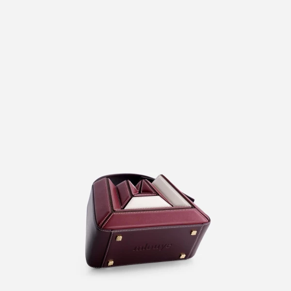 Mlouye Sera Mia Bag in Bordeaux and Off White | Totes & Top-Handle Bags | Coveti