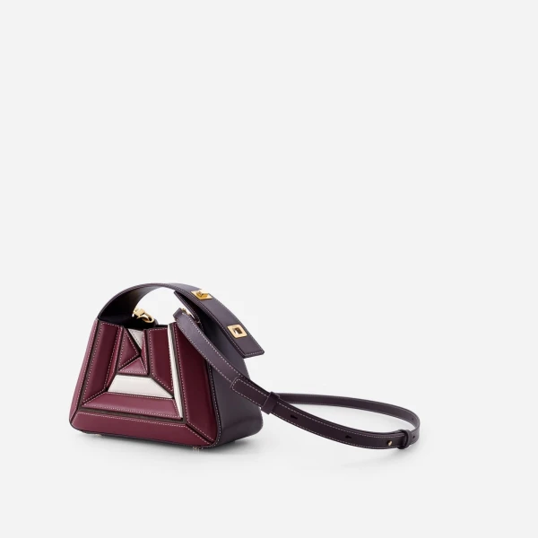 Mlouye Sera Mia Bag in Bordeaux and Off White | Totes & Top-Handle Bags | Coveti