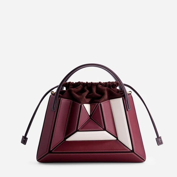Mlouye Sera Tote in Bordeaux and Off White | Totes & Top-Handle Bags | Coveti