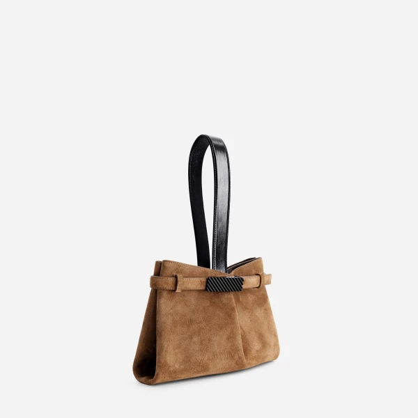 Mlouye Span Clutch in Suede Caramel | Clutch Bags | Coveti