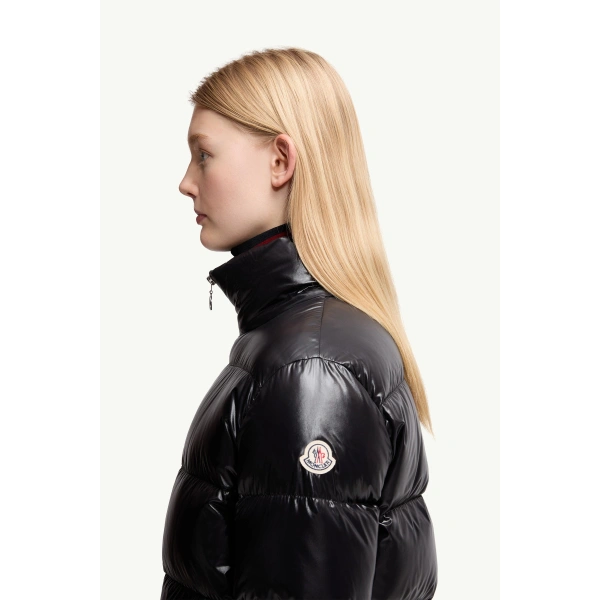 Moncler Abbadia Short Down Jacket in Black, view 3 | Women's Puffer Jackets | Coveti