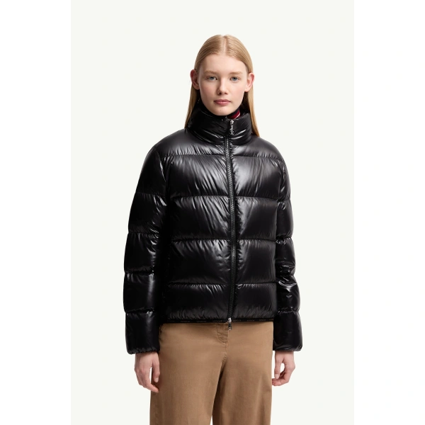 Moncler Abbadia Short Down Jacket in Black, view 4 | Women's Puffer Jackets | Coveti