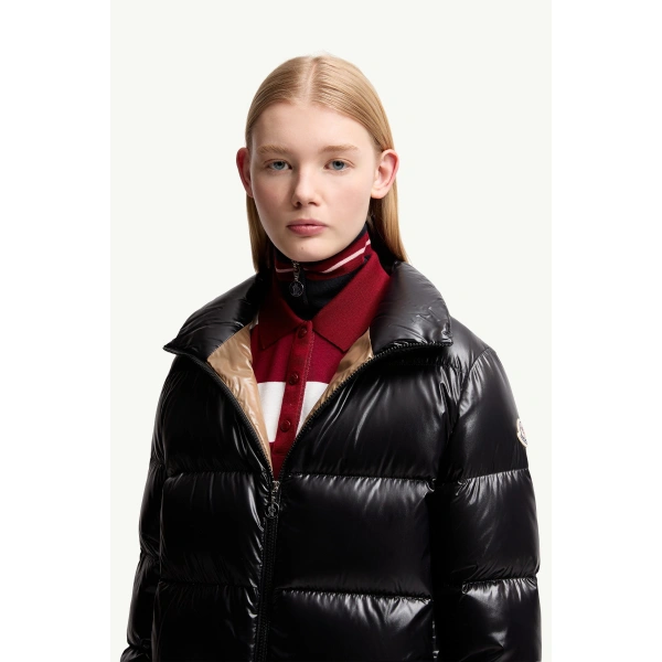 Moncler Abbadia Short Down Jacket in Black, view 6 | Women's Puffer Jackets | Coveti