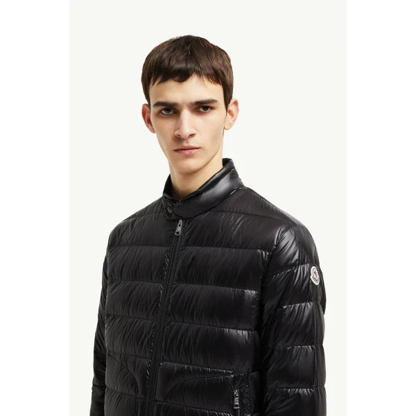 Moncler Acorus Short Down Jacket in Black, view 3 | Men's Jackets | Coveti