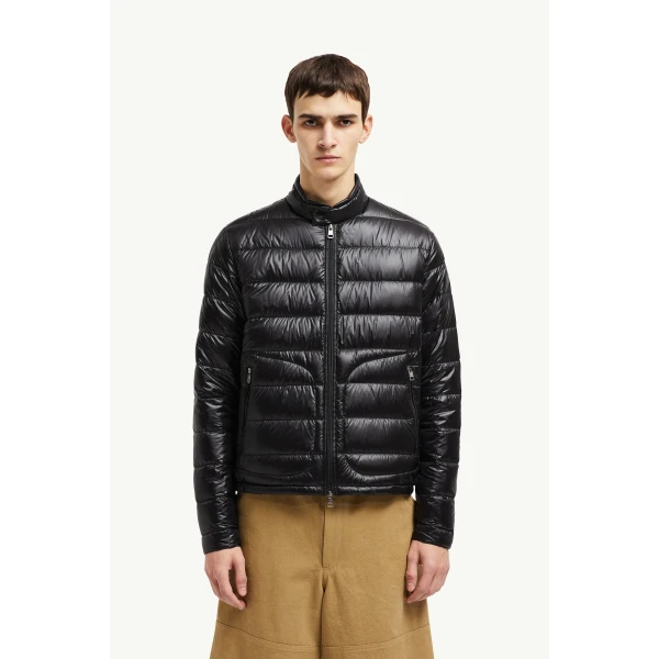 Moncler Acorus Short Down Jacket in Black, view 4 | Men's Jackets | Coveti