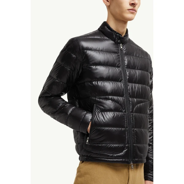 Moncler Acorus Short Down Jacket in Black, view 6 | Men's Jackets | Coveti