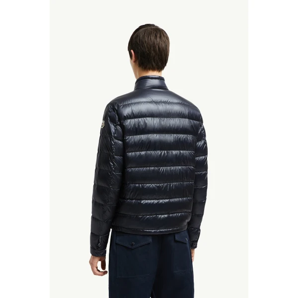 Moncler Acorus Short Down Jacket in Night Blue, view 5 | Men's Jackets | Coveti