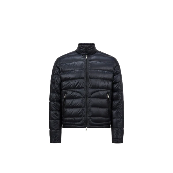 Moncler Acorus Short Down Jacket in Night Blue | Men's Jackets | Coveti