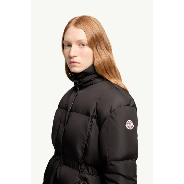 Moncler Agneux Hooded Short Down Jacket in Black, view 3 | Women's Puffer Jackets | Coveti