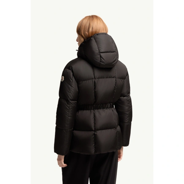 Moncler Agneux Hooded Short Down Jacket in Black, view 5 | Women's Puffer Jackets | Coveti