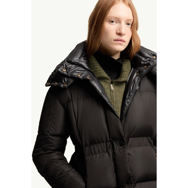 Moncler Agneux Hooded Short Down Jacket in Black, view 6 | Women's Puffer Jackets | Coveti