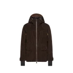 Moncler Airolo Corduroy Insulated Hooded Ski Jacket in Dark Brown | Men's Skiwear | Coveti