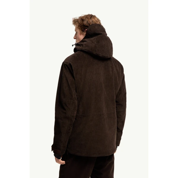 Moncler Airolo Corduroy Insulated Hooded Ski Jacket in Dark Brown, view 5 | Men's Skiwear | Coveti