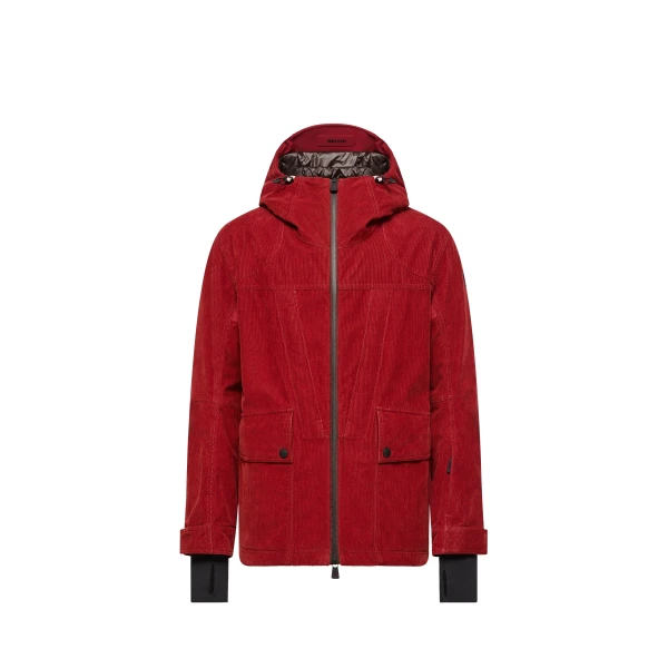 Airolo Corduroy Insulated Hooded Ski Jacket in Dark Red