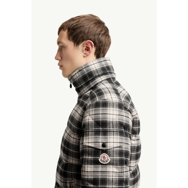Moncler Airor Hooded Down Jacket in Black & White, view 3 | Men's Jackets | Coveti