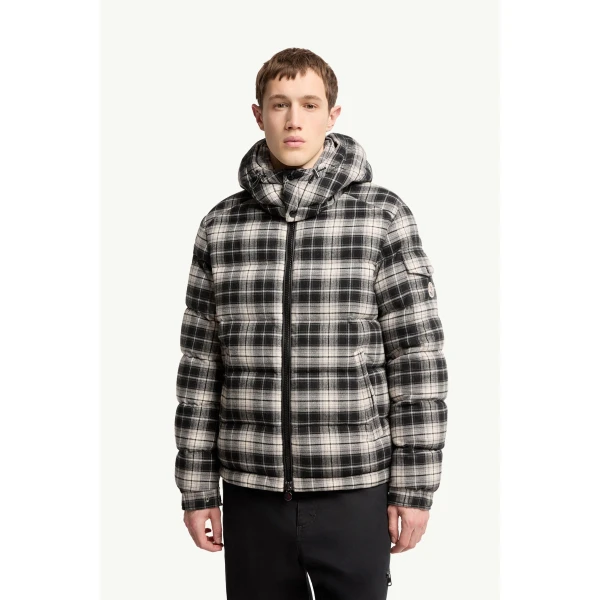 Moncler Airor Hooded Down Jacket in Black & White, view 4 | Men's Jackets | Coveti